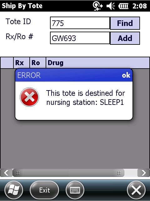 Example: Reorder number 693 for George Washington has a prescription number of 4932. To enter the reorder number, enter GW693. Enter 4932 for the prescription number. 6. FrameworkFlow will verify that the tote destination matches the order destination.