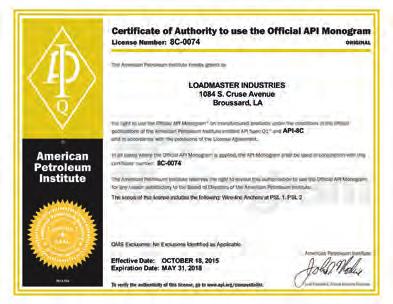Quality Control & Safety Our Licenses and Accreditations