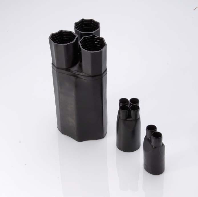 Heatshrink breakout boots - 2:1 ratio 2:1 Heatshrink breakout boots are made of tough, crosslinked polyolefin to provide good mechanical protection and strain relief.