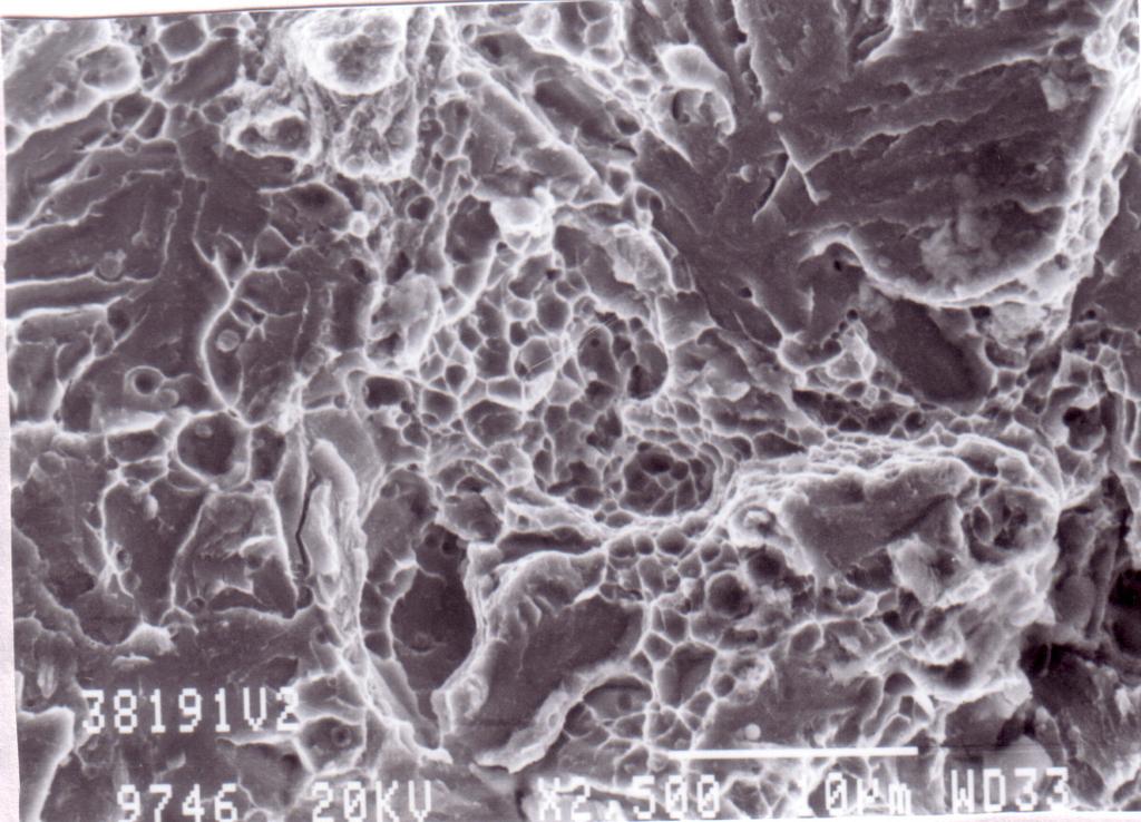 Figure 7: Fractographs of specimen austempered at 380 C for 1 hr.