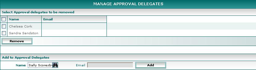 Delegates The Delegates icon is available if the user has their erequisitions User Preference "Allow delegates management" selected.