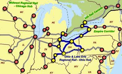The Ohio Hub passenger rail service would complement both automobile and air travel by offering a modern transportation alternative with competitive travel times, reliable and frequent service and