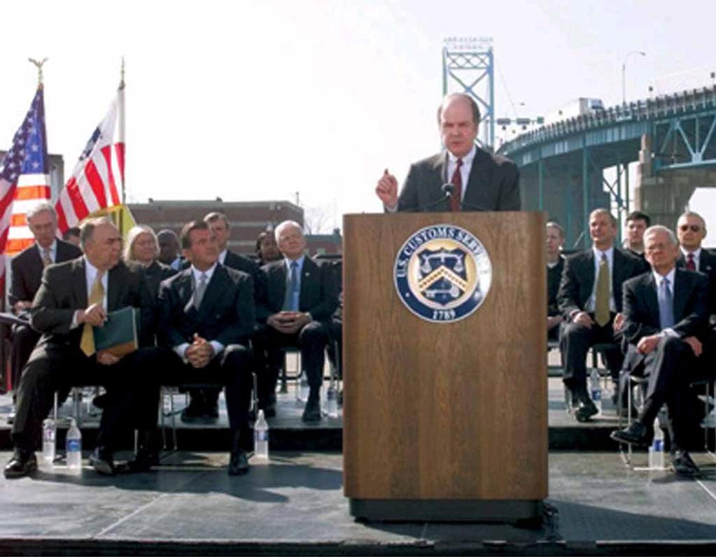 In April 2002 at the Ambassador Bridge (in Detroit), linking the United States and Canada, business and government officials inaugurated the new C-TPAT initiative to guard against terrorism without
