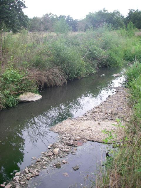 Sanitary sewer overflow located on the north side of the tributary to the White River near pump station #2.