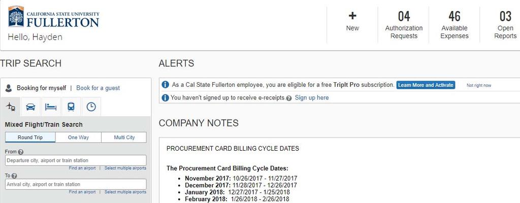 to select the appropriate dates of the Billing