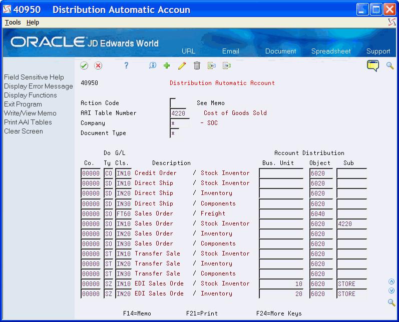 Automatic Account screen for the AAI to set