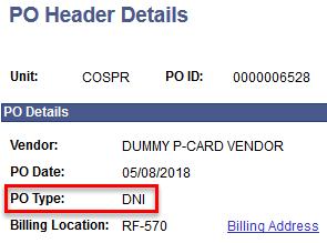 To keep the Purchase Order from interfacing to SFS/FMS select the DNI PO TYPE.