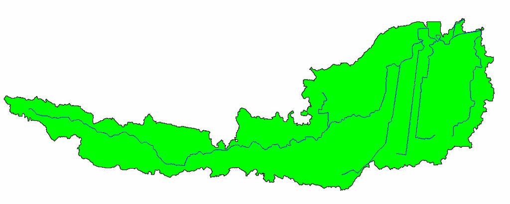Watershed boundary and stream network SWAT