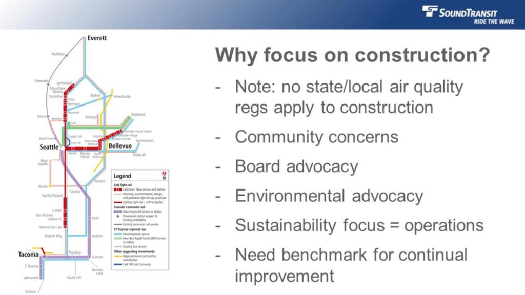 We have very robust metrics for operations but a much less clear picture of our construction impacts.