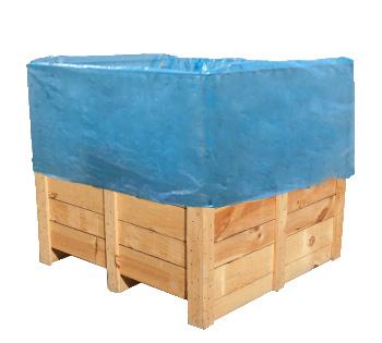 metallic containers or wooden crates.