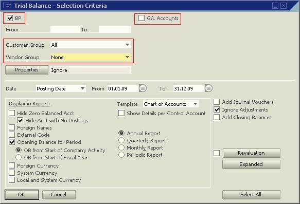 Reconciliation of Open Items and Balances for Business Partners In SAP Business One, customer and vendor postings are written to balance sheet accounts stored with the business partner.