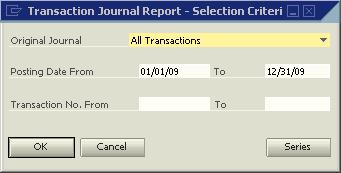 Other Reports Journal Use the Transaction Journal report to display all journal entries created for your company during the year.