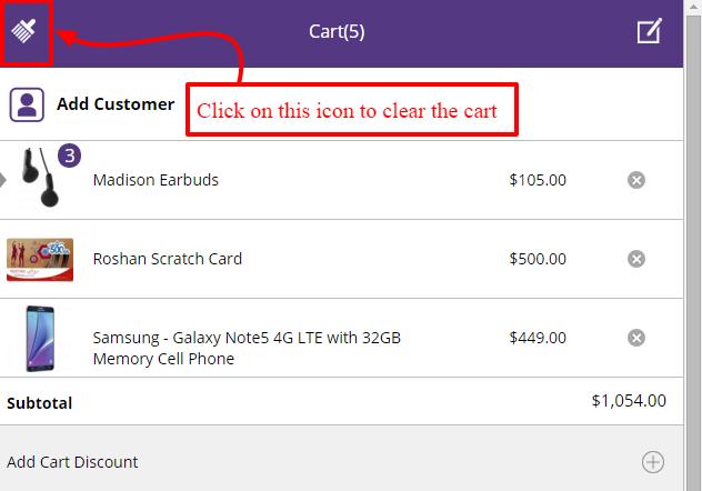 Cashier can empty cart if they wish by click