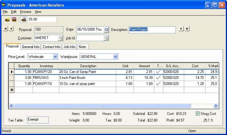 Getting Started The cost value can be entered manually if no inventory item code is used, or if the inventory item is classified as No Count or Service.