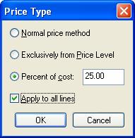 For example, if you calculate all the prices at 30% using the Percent Markup Price Calculation, save the proposal, and reload the proposal a week later, the costs may have changed.