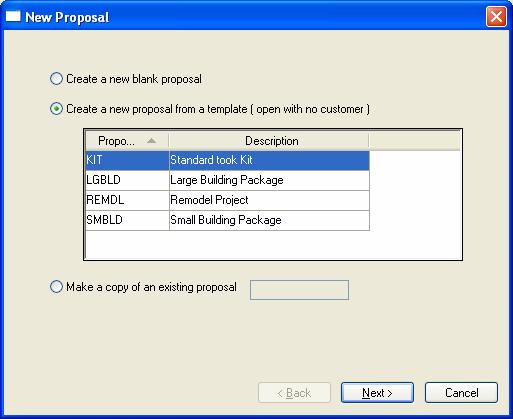 Proposal Sets and Templates before copying the template to customer proposals. Review the Creating and Printing Proposals section for details on line format settings and copy settings.