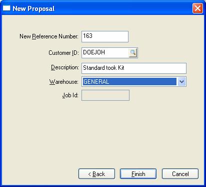 Proposals 3. Select a Customer ID for the new proposal.