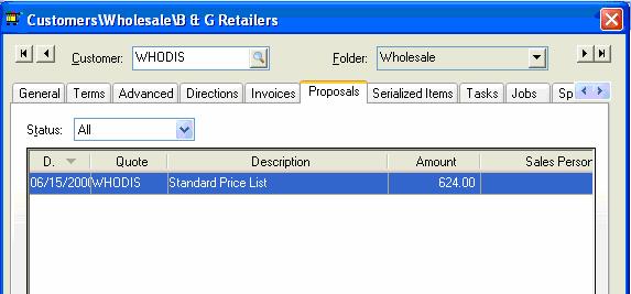 Proposal Sets and Templates 2. Double click on price list proposal to open list. 3.