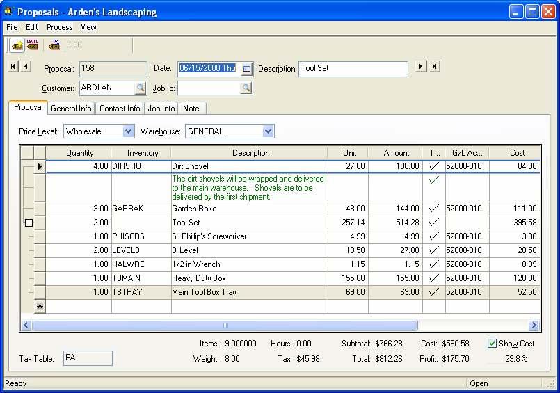 Processing Proposals Creating a Sales Order A sales order can be created from a proposal, within EBMS, after a customer has approved the purchase.