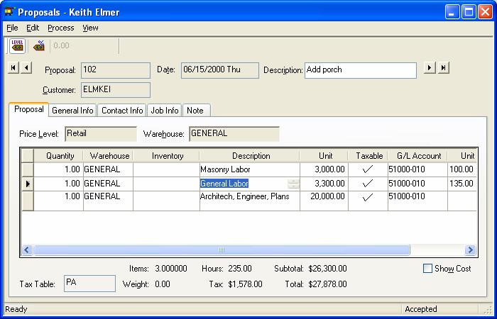 Proposals The proposal module is an EBMS add-on that is not included in all solutions. Contact your EBMS customer support representative if you wish to add this optional module.