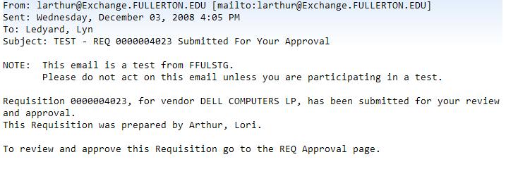 The Requisition Approval page provides a tool for identified CSUF employees to approve requisitions directly in CMS.