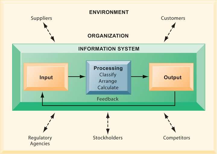 Functions of an Information System An information system contains information about an organization and its surrounding environment.