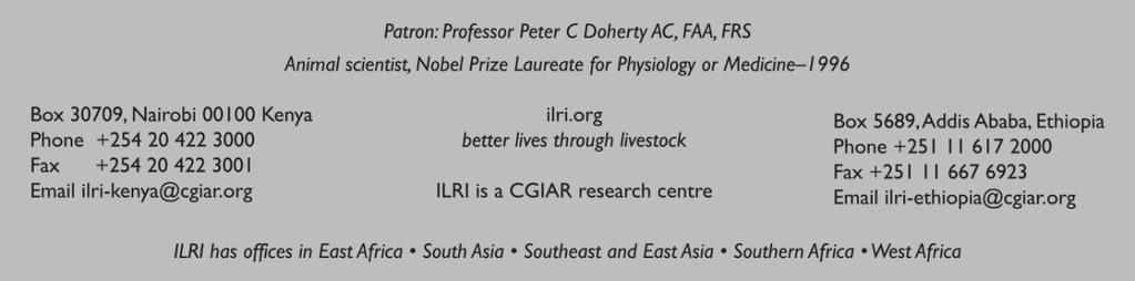 2017 International Livestock Research Institute (ILRI) ILRI thanks all donors and organizations which globally support its work through their contributions to the CGIAR system This publication is