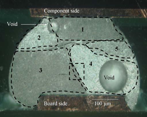 Figure 43: Optical polarized image of as- reflowed Sn3.0Ag0.