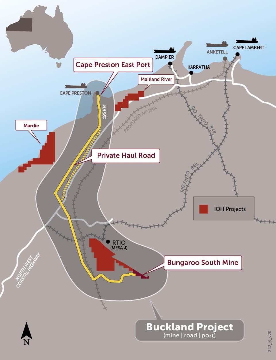 Buckland Project Bungaroo South Mine + Haul Roads + Cape Preston East Port Positive PFS completed DFS underway with target completion date by Sep 2013 Commenced discussion with potential project