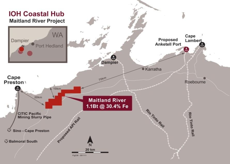 Maitland River Project Located 20km from planned IOH port JORC Inferred Resource of 1.
