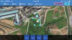 The APP allows you to start flying the drone, land, ascend, hover, return home, flight path setting, follow me and point to