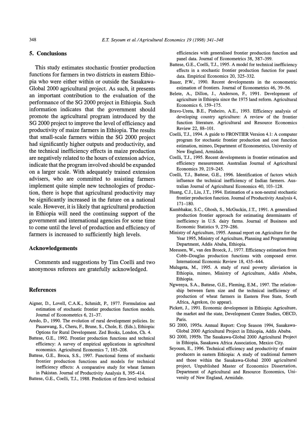 348 E.T. Seyoum eta[./ Agricultural Economics 19 (1998) 341-348 5.