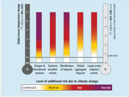 Figure 1. Risks at a global scale for increasing levels of climate change.