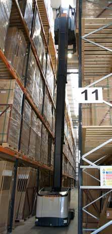Narrow aisles make excellent use of floor space and maximises the height at which goods can be