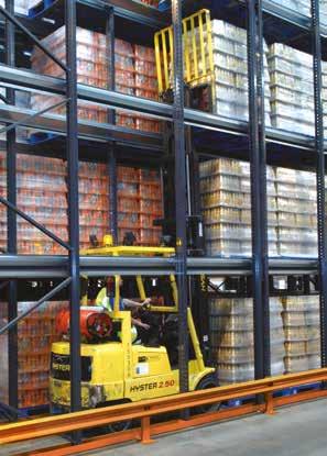 l Pallets stored two deep require forklift trucks with extend-able forks.