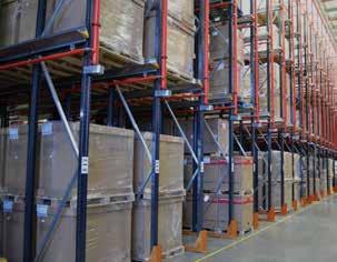l Pallets are stored on guide rails so forklift trucks can enter storage lanes, in order to deposit and retrieve