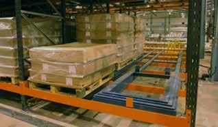 l Pallets are loaded in sequence onto wheeled carts or rollers and are pushed back