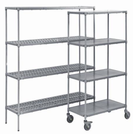ECLIPSE PLASTIC PLUS POLYMER SHELVING Add swivel castors for mobility. Available in 75mm, 100mm and 120mm sizes. Unbraked and braked options.