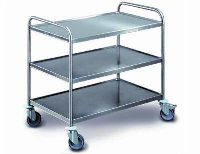 tier trolley, manufactured from steel with a hard-wearing blue chrome finish Supplied with 75mm castors, 2 braked 1060mm height