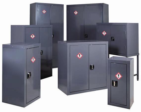 COSHH CUPBOARDS CUPBOARDS SUITABLE FOR THE SEPARATE STORAGE OF HAZARDOUS SUBSTANCES AS REQUIRED UNDER THE COSHH REGULATIONS Snag-free handles with 2 point locks Adjustable galvanised shelves with