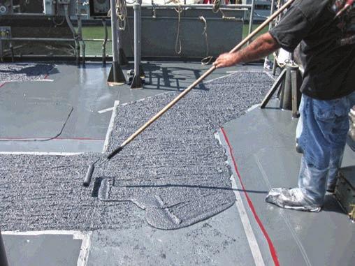 MIL-PRF-24667C Type I Comp G SiloxoGrip a Siloxane Non-Skid Deck Coating, offering excellent durability, color retention, stain and chemical resistance.