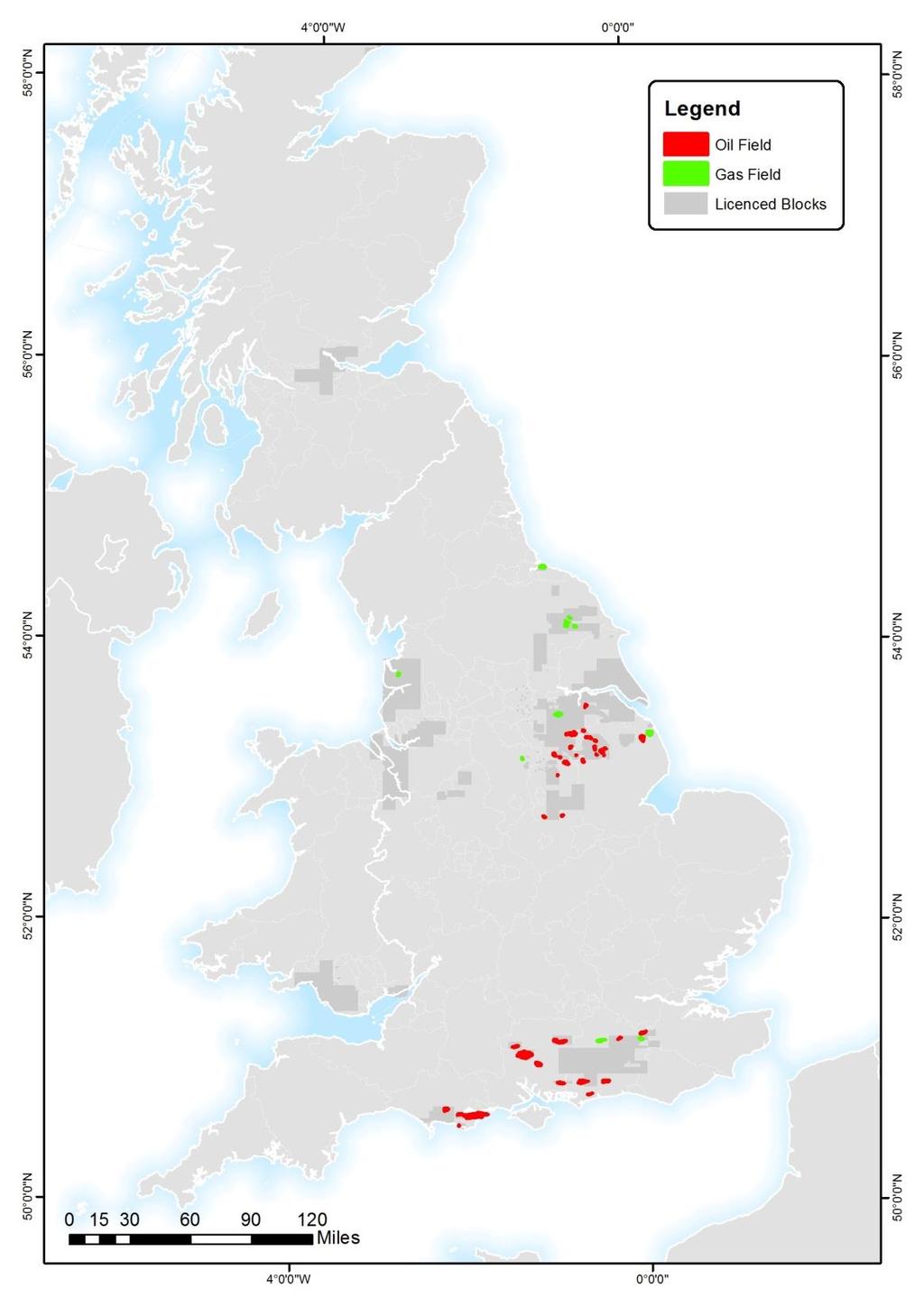 Current UK onshore oil and gas fields (prior to any 14th Licensing Round awards) 2189 onshore wells drilled up to 2014 378 wells active in
