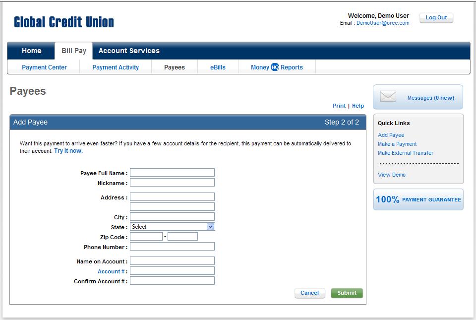 Payments to an Individual Complete the fields on the screen or select Try It Now to send the payment electronically.
