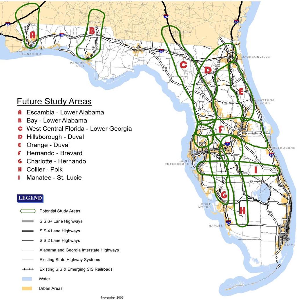 Potential New Corridor Study Areas Important Note: These specific study areas and
