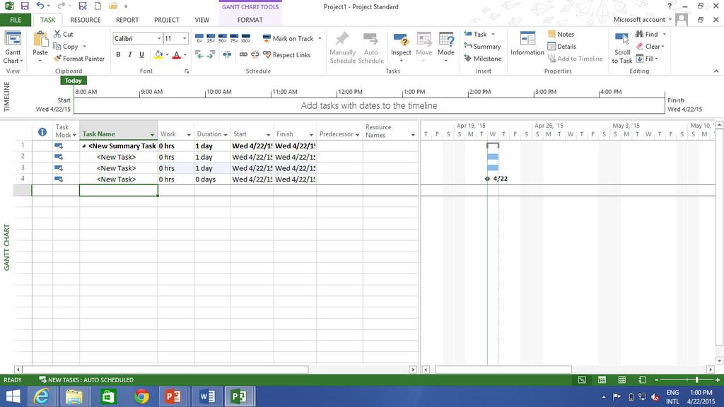 Summary Task and Milestone Task In the Gantt Chart view Click on Task And Summary