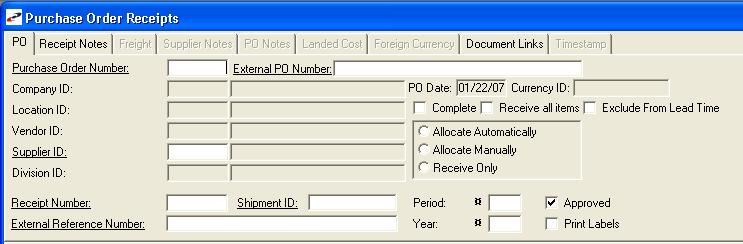 Purchase Order Receipts Step 1: Recall the PO to be
