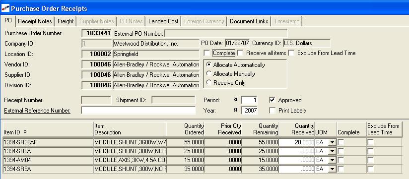 Exclude From Lead Time Select to exclude ALL line items from the lead time