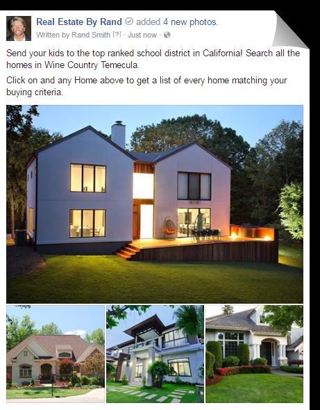 FACEBOOK AD CAROUSEL POST Send your kids to the top ranked school district in California! Search all the homes in Wine Country Temecula.