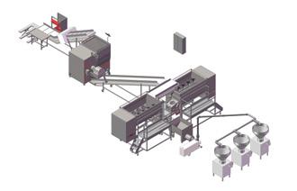 the material is conveyed to the mixers The mixers of the cooked sausage lines are equipped with a cooking device Ingredients can be added via the loading unit After the mixing cycle the