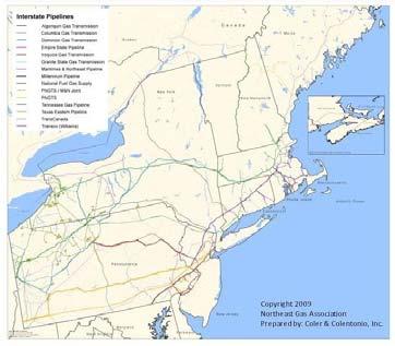 The interstate pipeline system in the Northeast accesses supplies from multiple sources.